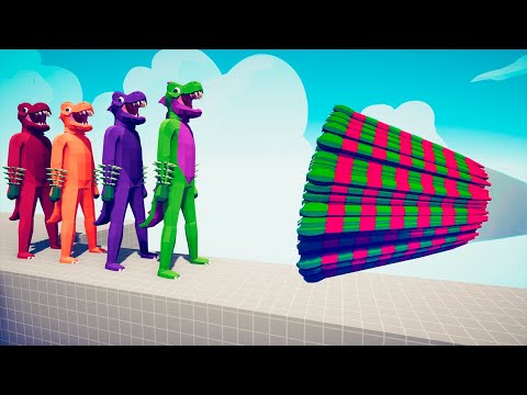 4x COLORED T-REX vs EVERY GOD - Totally Accurate Battle Simulator TABS