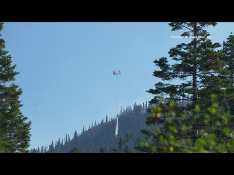Rainbow Fire burning on Brundage Mountain