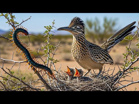 Roadrunner vs Giant & Snake Centipede! Desert Nest Showdown.
