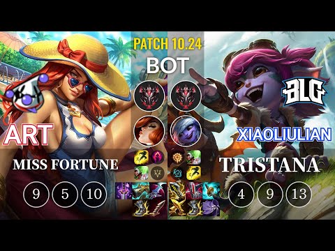 RJ Art Miss Fortune vs BLG xiaoliulian Tristana Bot - KR Patch 10.24