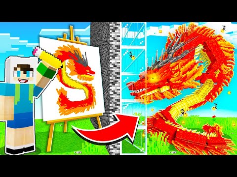 MOB SAVAŞINDA EJDERHA ÇİZDİM VE CANLANDIRIP ARKADAŞIMI TROLLEDİM - 😨 Minecraft