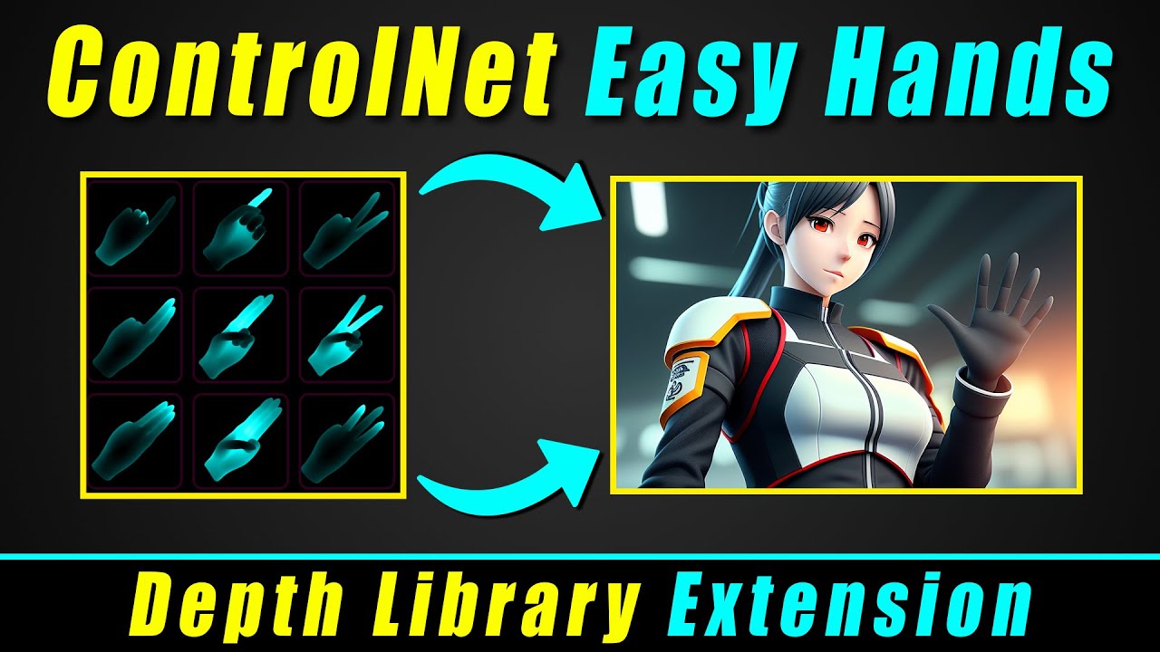 Stable Diffusion ControlNet Depth Library Extension | Easy hands | Controlnet Guidance Start Hands