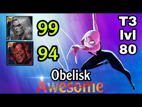 lvl 80 Spider Gwen 🆚 [ 99 KNULL _ 94 MEPHISTO ] OBELISK/NORMAL BUILD 🔥#mff