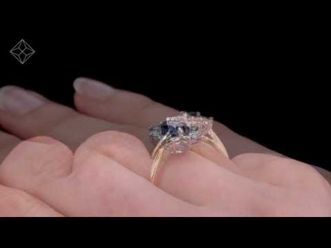 FET25-U - SAPPHIRE 0.80CT AND DIAMOND 0.50CT 18K WHITE GOLD RING