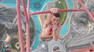 Video of Nail biting moment free climber hangs from Dubai's tallest crane