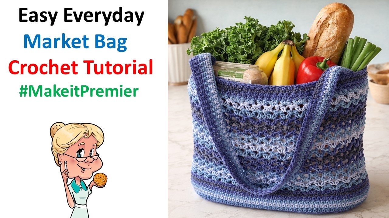 Easy Everyday Market Bag Crochet Tutorial  #MakeitPremier
