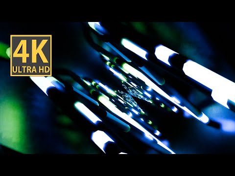 Abstract Background Video 4k TV VJ LOOP NEON Green Blue Metallic Simple Tunnel Calm Visual ASMR