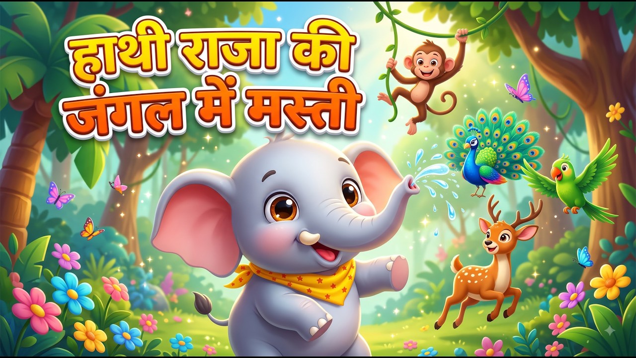 हाथी राजा की जंगल में मस्ती 🐘🌳 | Hindi Nursery Rhymes for Kids | बच्चों की मज़ेदार कविता