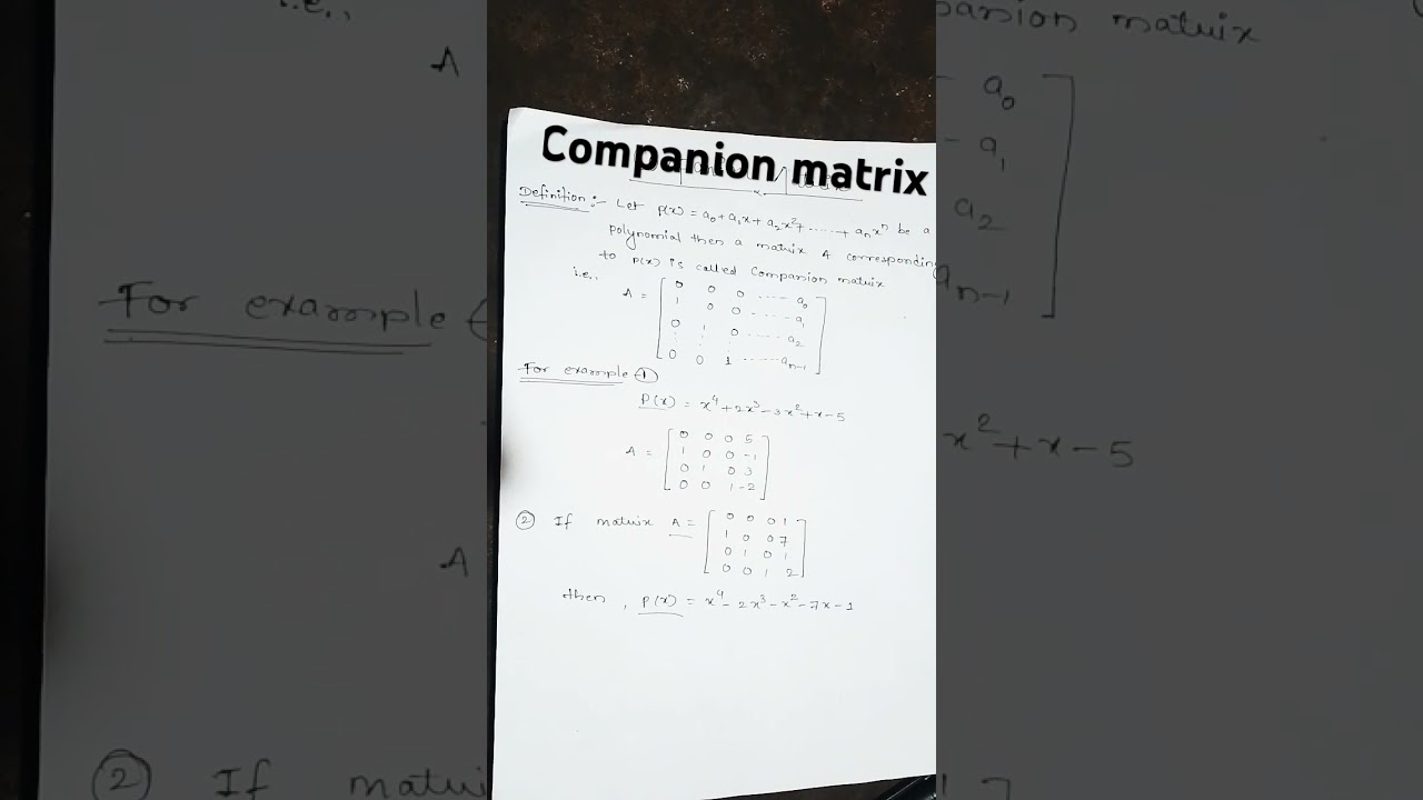 Companion matrix ! Types of matrix #maths # viralshorts