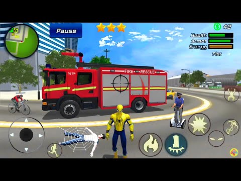 Spider Rope Hero Gangster Crime Simulator Fire Truck in Vegas City - Android Gameplay