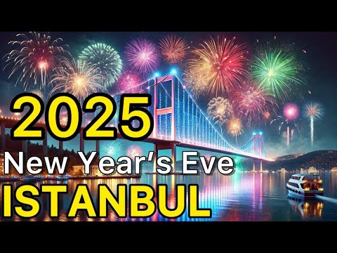 Turkiye🇹🇷Istanbul 2025 fireworks on New Year's Eve,Beyoglu District,Galataport,Ortakoy  HDR 4k