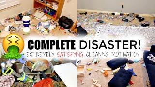 COMPLETE DISASTER CLEANING MOTIVATION! TIME LAPSE CLEANING! ACTUAL MESSY HOUSE! ODDLY SATISFYING!