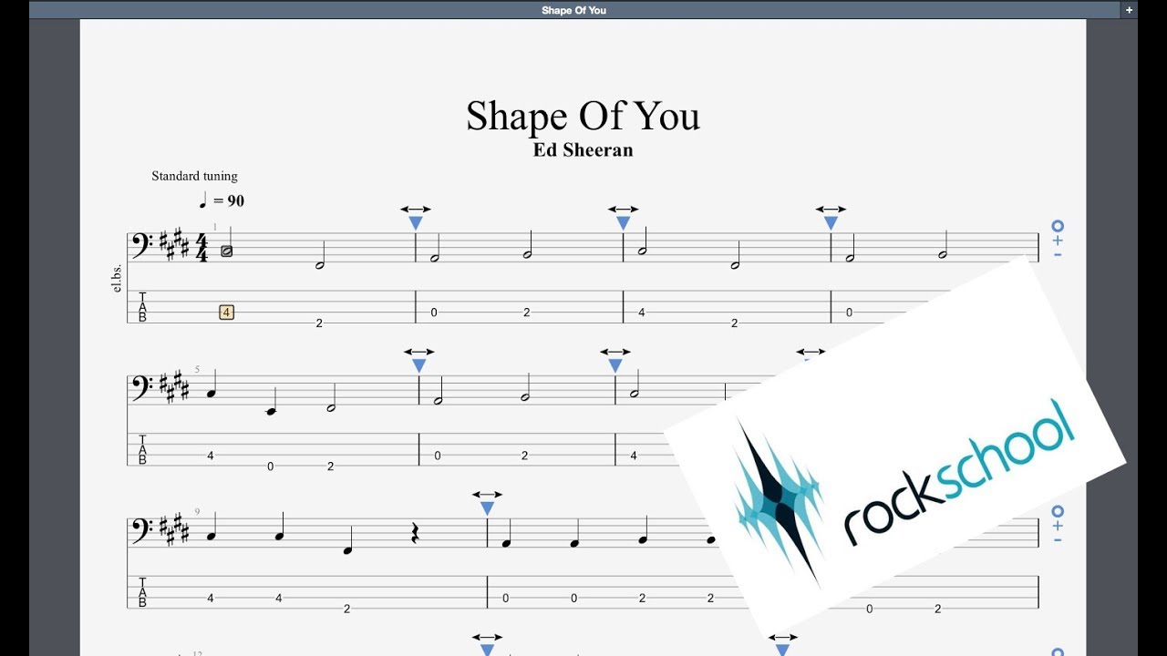 Shape of you Rockschool Debut Grade Bass Backing Track