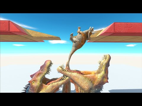 4 Spinosaurus Dinosaur Head Which Unit Will Cross The Bridge - Animal Revolt Battle Simulator