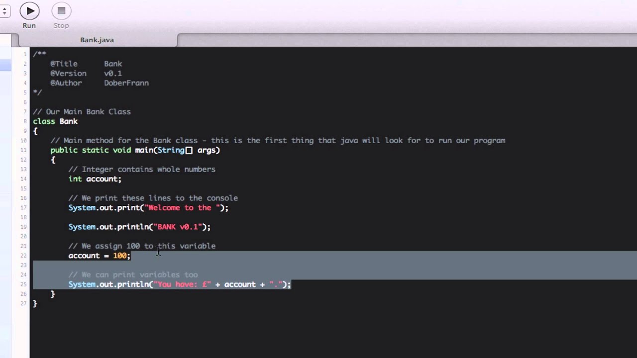 01 - Java Tutorial - Print Text on the Console