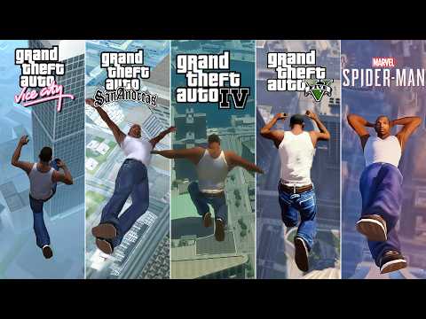 CJ Jumping from Highest Points in Every GTA Game — Including Spider-Man Remastered