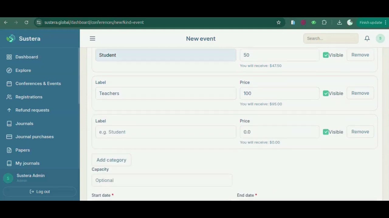 How to create events on Sustera — video thumbnail