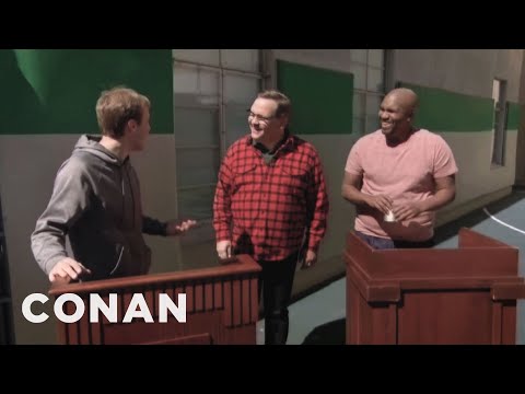 Andy Sneaks Up On Fans During Podium Practice | CONAN on TBS