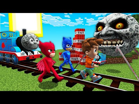 This is real THOMAS THE TANK ENGINE vs SCARY MOON & PJ MASKS PAW PATROL in Minecraft - Coffin Meme