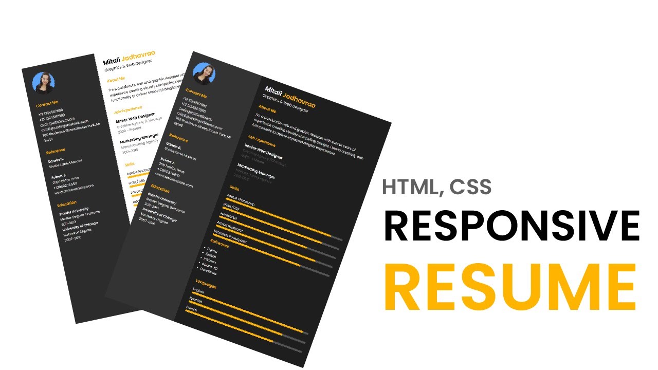 Build a Modern Resume Page with Dark Mode Toggle | HTML, CSS & Javascript