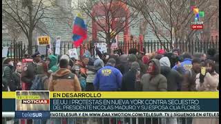 Protestan en Nueva York este lunes en apoyo a Nicolás Maduro y en repudio a su secuestro