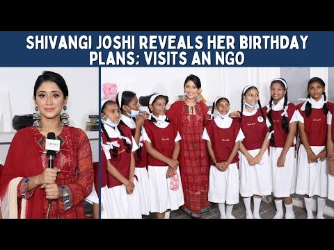 Shivangi Joshi receives handmade birthday cards from young girls at an NGO