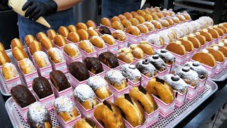 미친과정의 맛없없 도넛들! 크림이 넘쳐 흐르는! 다양한 수제 우유 크림도넛 만들기 סופגניות קרם חלב ושוקולד - אוכל רחוב קוריאני