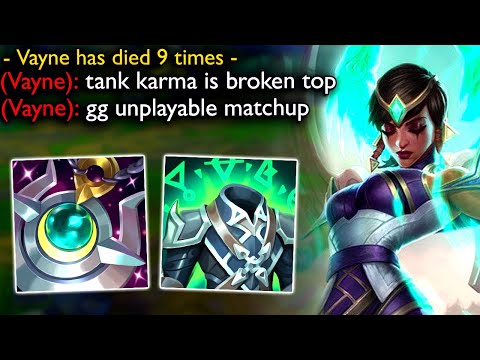 She picked Vayne Top so I had to play Full Tank Karma and become 4 levels up on her