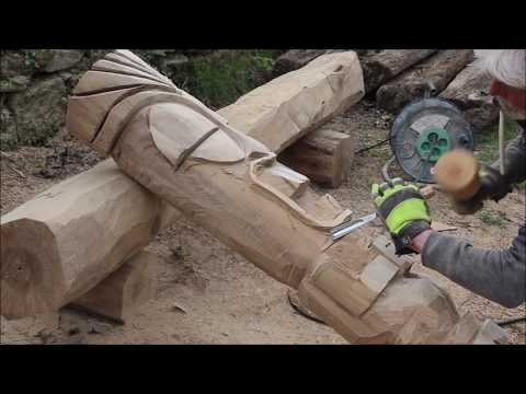 tiki head carving