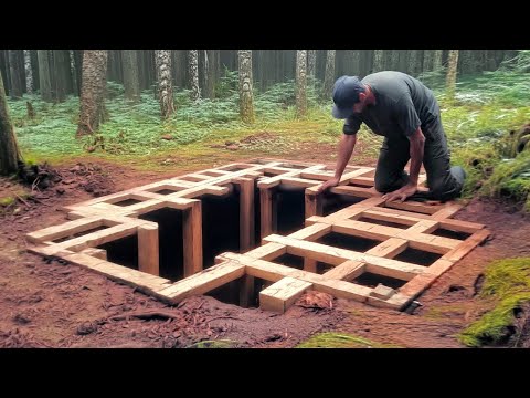 Man Builds Secret Underground Cabin in the Forest | From Start to Finish