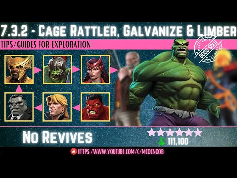 MCOC: Act 7.3.2 - Cage Rattler, Galvanize & Limber - Hulk Immortal - (Book 2, Act 1.3) - No Revives