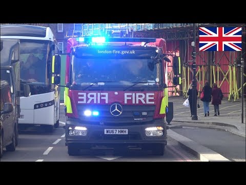 NEW Fire engine responding with siren and lights + other on scene in London