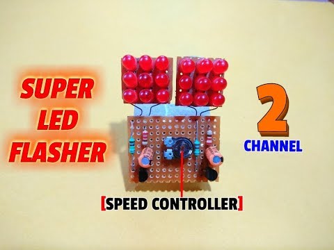 Super 2 Channel LED Flasher Circuit Using Transistor..Simple LED Flasher..