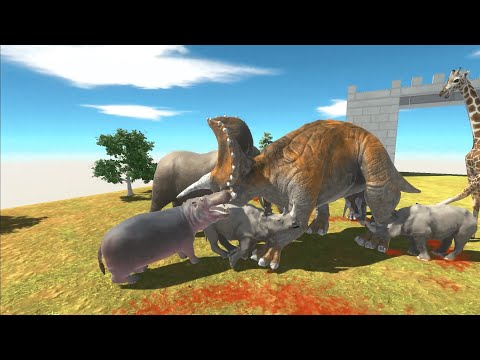 Triceratops Family Destroy the Enemy - Animal Revolt Battle Simulator