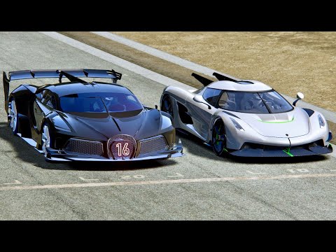 Bugatti Black Devil VGT vs Koenigsegg Jesko Absolut - Drag Race 20 KM
