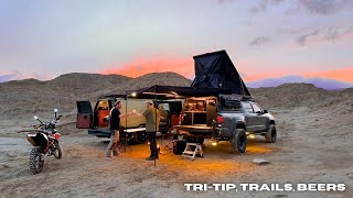 Overland Desert Camp: Dirt Bikes, Campfire, Tri-Tip and Sunset Beers