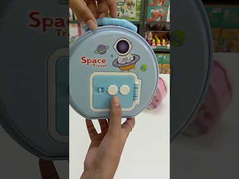 Space Coin Box Money Saving Coin Bank with Key & Lock for Kids