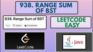YouTube video 'Leetcode | 938. Range Sum of BST | Easy | Java Solution'
