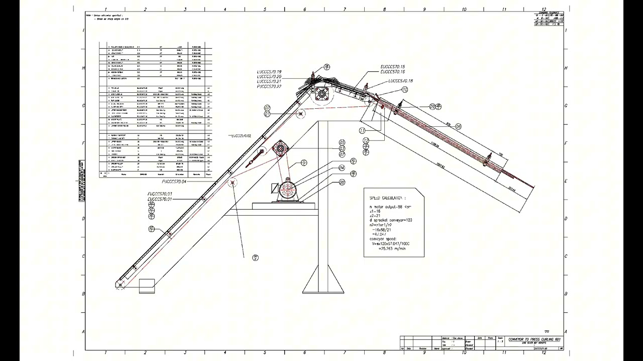 Examples of shop drawings and assembly drawing result for the conveyor and pallizer making project