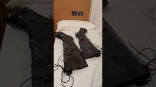 High heels (15 cm) black boots: brand Only Maker #onlymaker #onlymakerboots #boots #highheels #latex