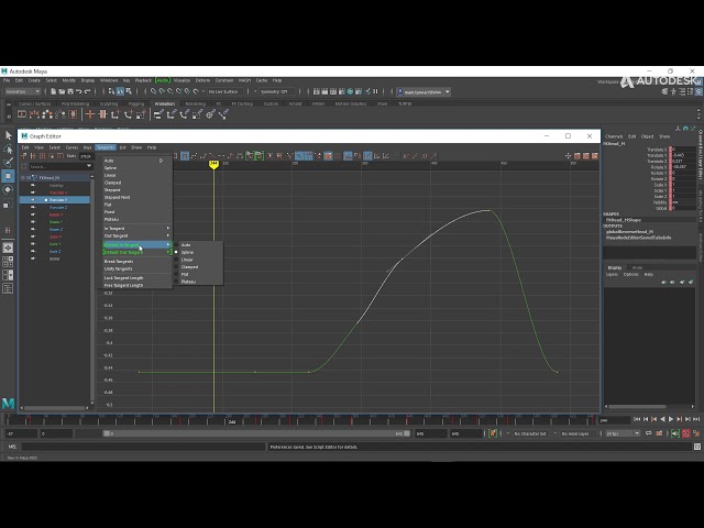 Changing 3D  tangents in Maya tutorial by Kelly Ng Wan