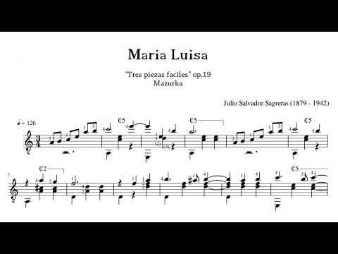 Julio Sagreras - Mazurka - Maria Luisa - Op. 19 - Score Video