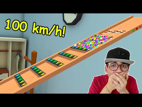 COLOQUEI 9999 BOLINHAS DE GUDE NA PISTA COM 100 KM POR HORA!!! (MEGA VELOZ!!) - Marble World