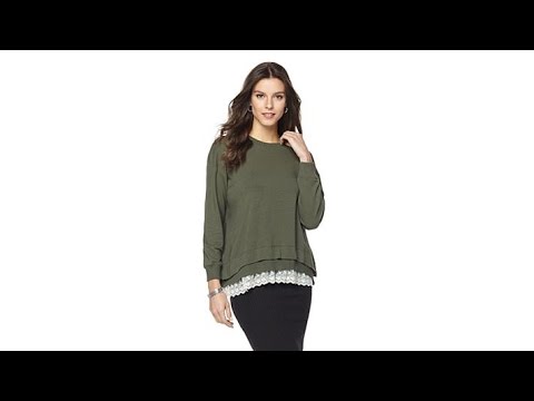 Daisy Fuentes Layered LaceTrimmed Sweatshirt