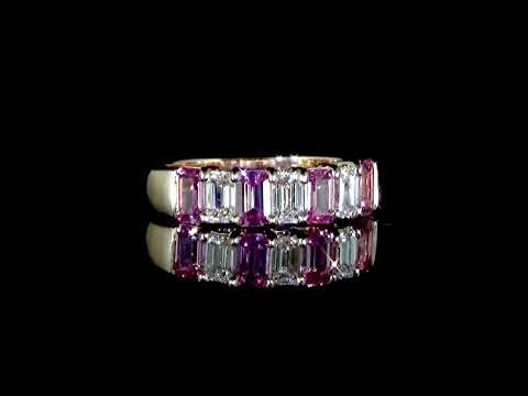 Lady's 18k Rose Gold Pink Sapphire and Diamond Ring