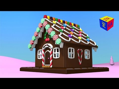 Cartoons for toddlers kids children. Construction game: gingerbread house