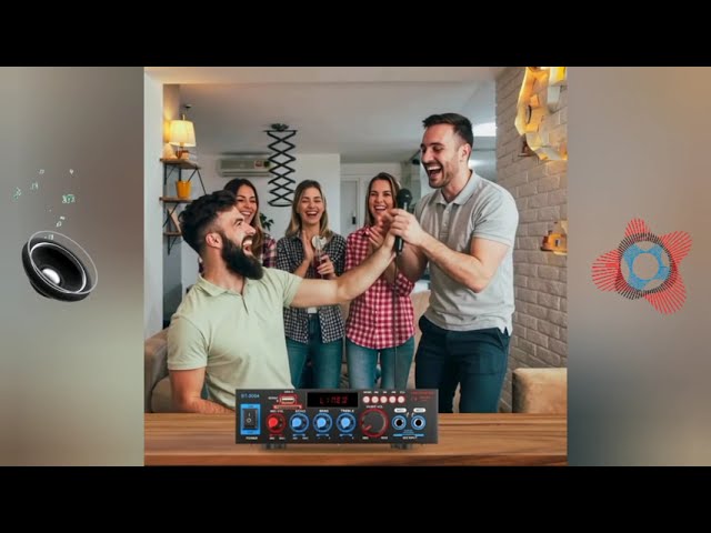 Vídeo relacionado con PROZOR Amplificador de Audio Bluetooth 5.0 Amplificador HiFi Estéreo 40W+40W con Pantalla LCD Amplificador Sonido Digital Función Radio FM Tarjeta TF SD Dos Microfonos para Cine en Casa, Coche