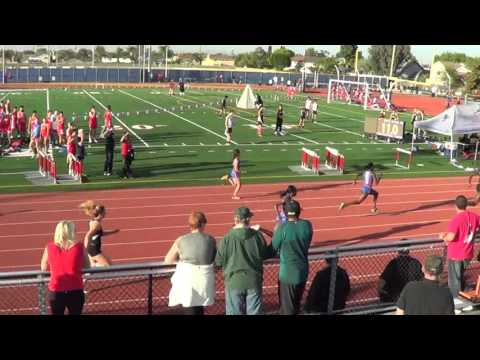 VarG 100m vs Servite & Rosary 3-9-16 - Los Alamitos Girls