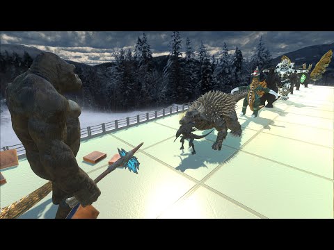 KING KONG VS GHIDORAH & ALL GODZILLA LAVA DEATH FALL - Animal Revolt Battle Simulator