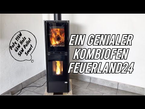 Why can't every pellet stove be this great? 11kW Combination Stove for Pellets and Wood, Air-Circ...